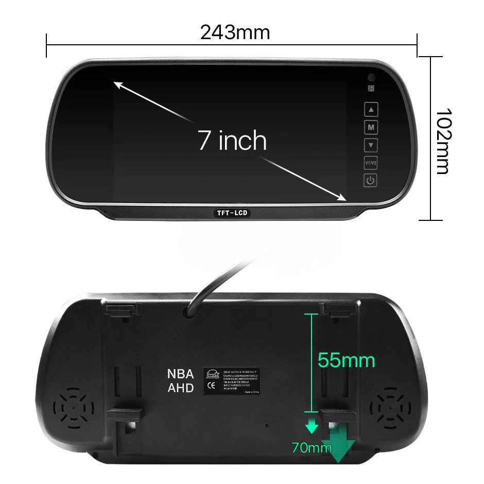 7" AHD Mirror Monitor (Clip-on) - Image 3