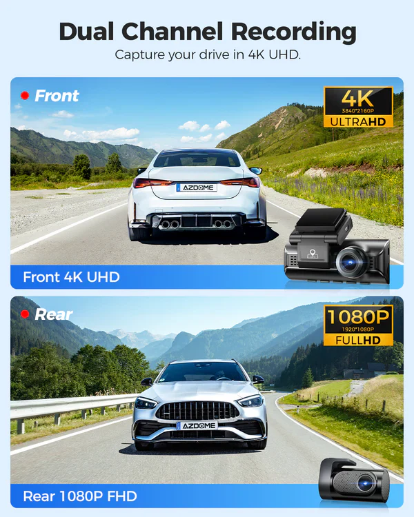 AZDOME M550Pro 3CH Dash Cam 4K with 5G WiFi, 3.19" Screen IR Night Vision 24H Parking Mode - Image 3