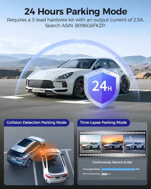 AZDOME M550Pro 3CH Dash Cam 4K with 5G WiFi, 3.19" Screen IR Night Vision 24H Parking Mode - Image 6