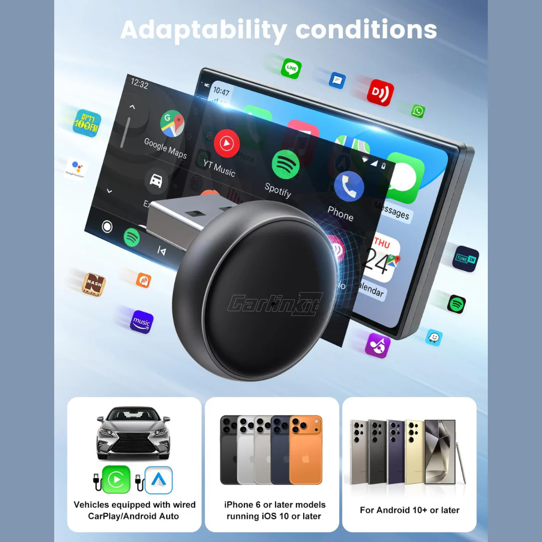 CarlinKit MINI-Ultra 3 Wireless Adater - Converts wired CarPlay/Android Auto to wireless - Image 3