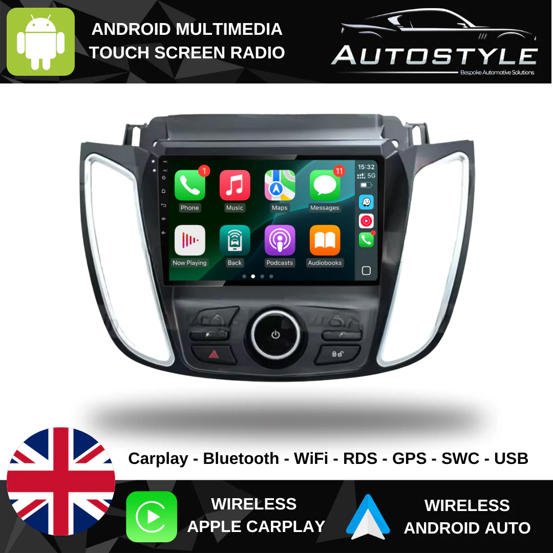 Ford Kuga C-Max Escape Apple Carplay / Android Auto 9" Stereo Upgrade 2013-2018 - Image 2