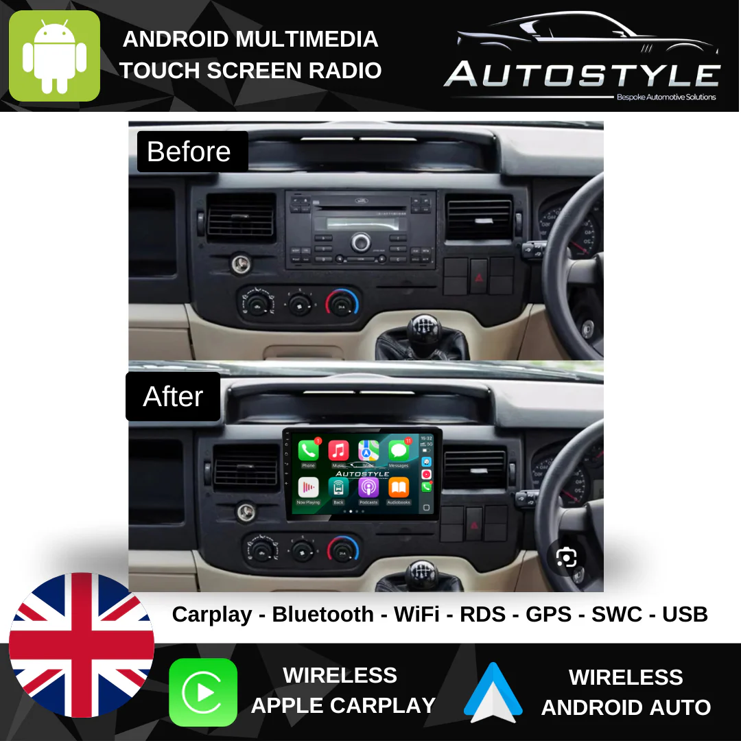 Ford Transit MK7 06-13 Apple Carplay / Android Auto 9" Stereo Upgrade - Image 2