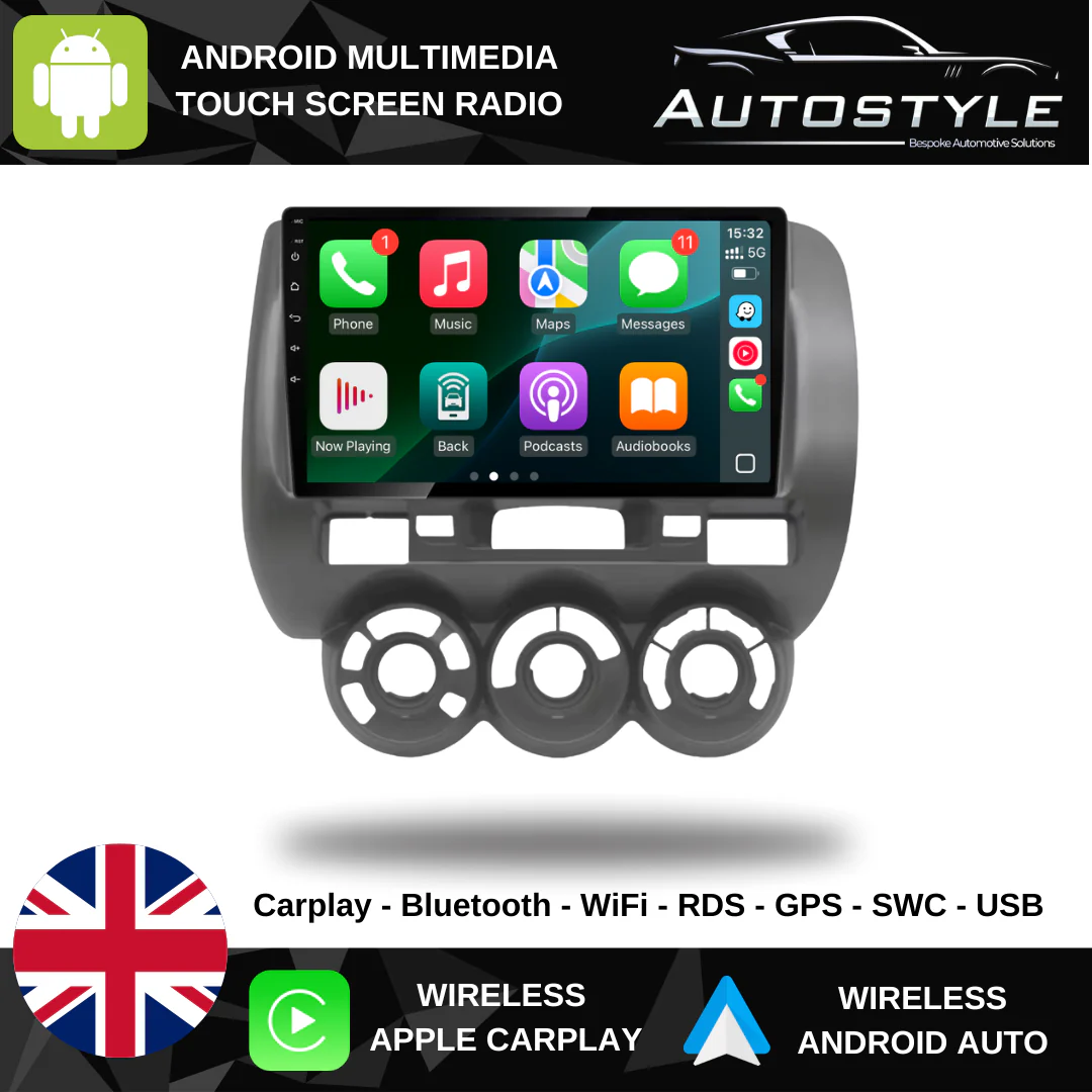 Honda Fit Jazz City GD Apple Carplay / Android Auto 9" Stereo Upgrade 2001-2009 - Image 2