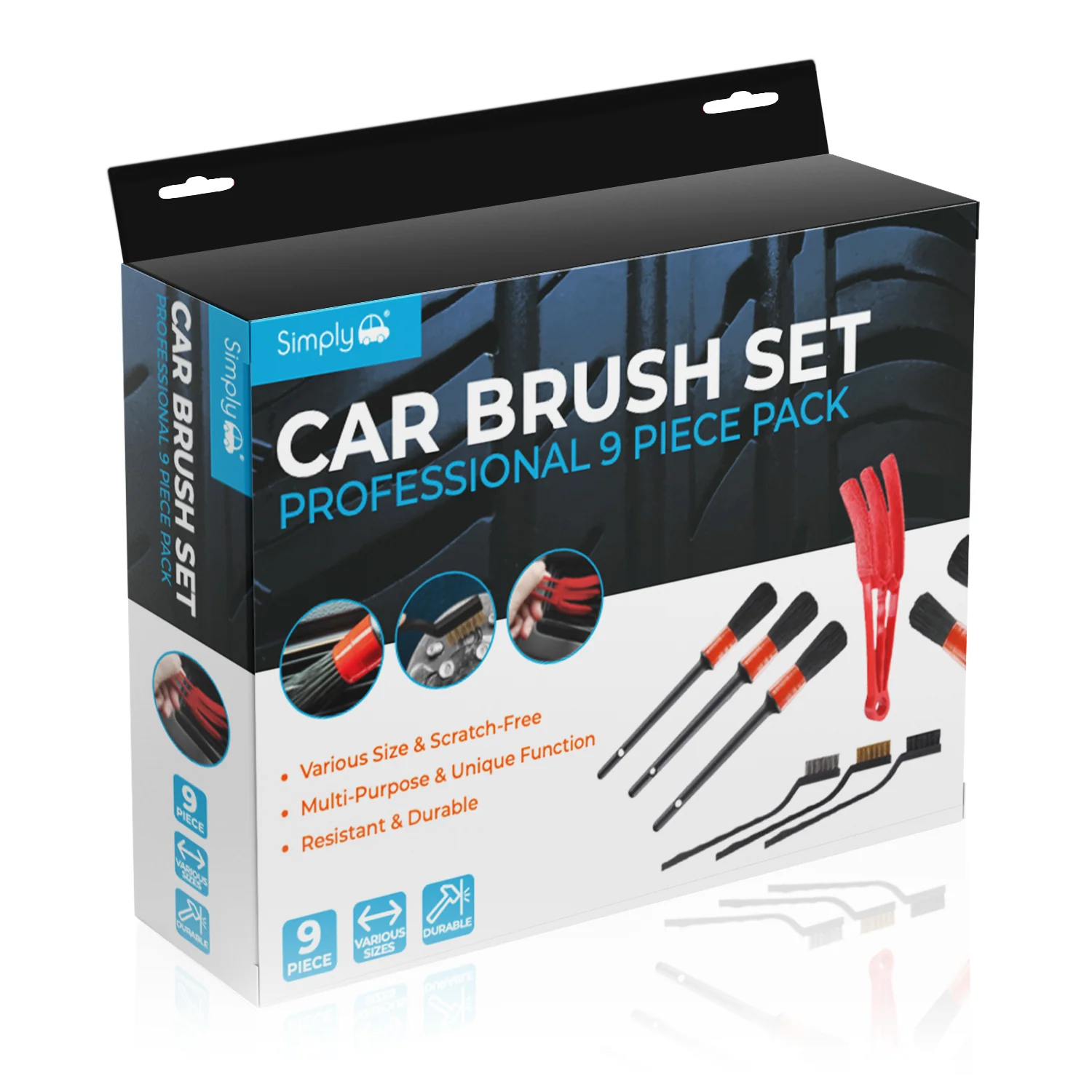 Simply Car Brush Set - Professional 9 Piece Pack