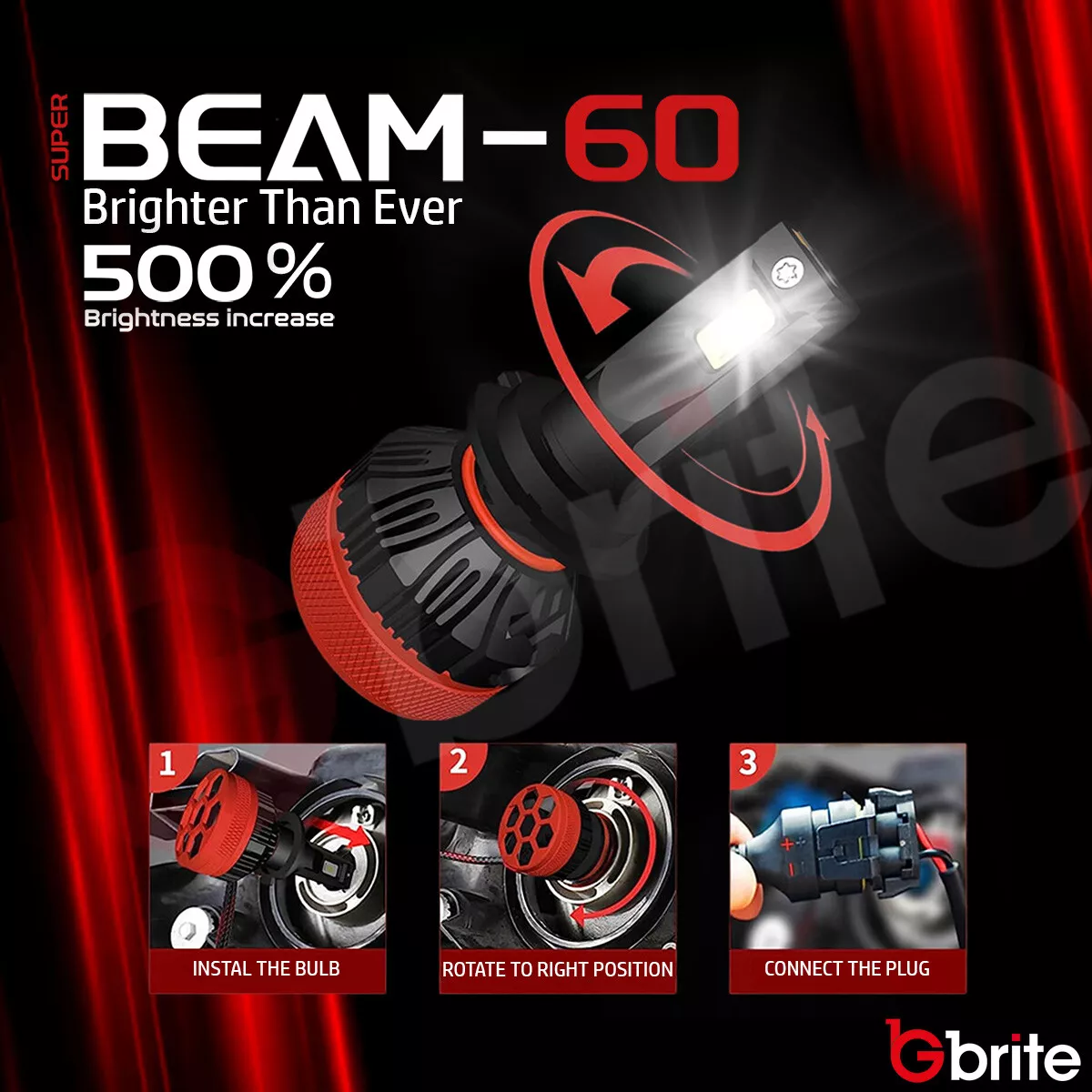 uper Beam 60 Canbus Error Free 120W 12000LM, Led Headlight 6000K Super Bright Bulbs with Advance Cooling Fan - Image 5