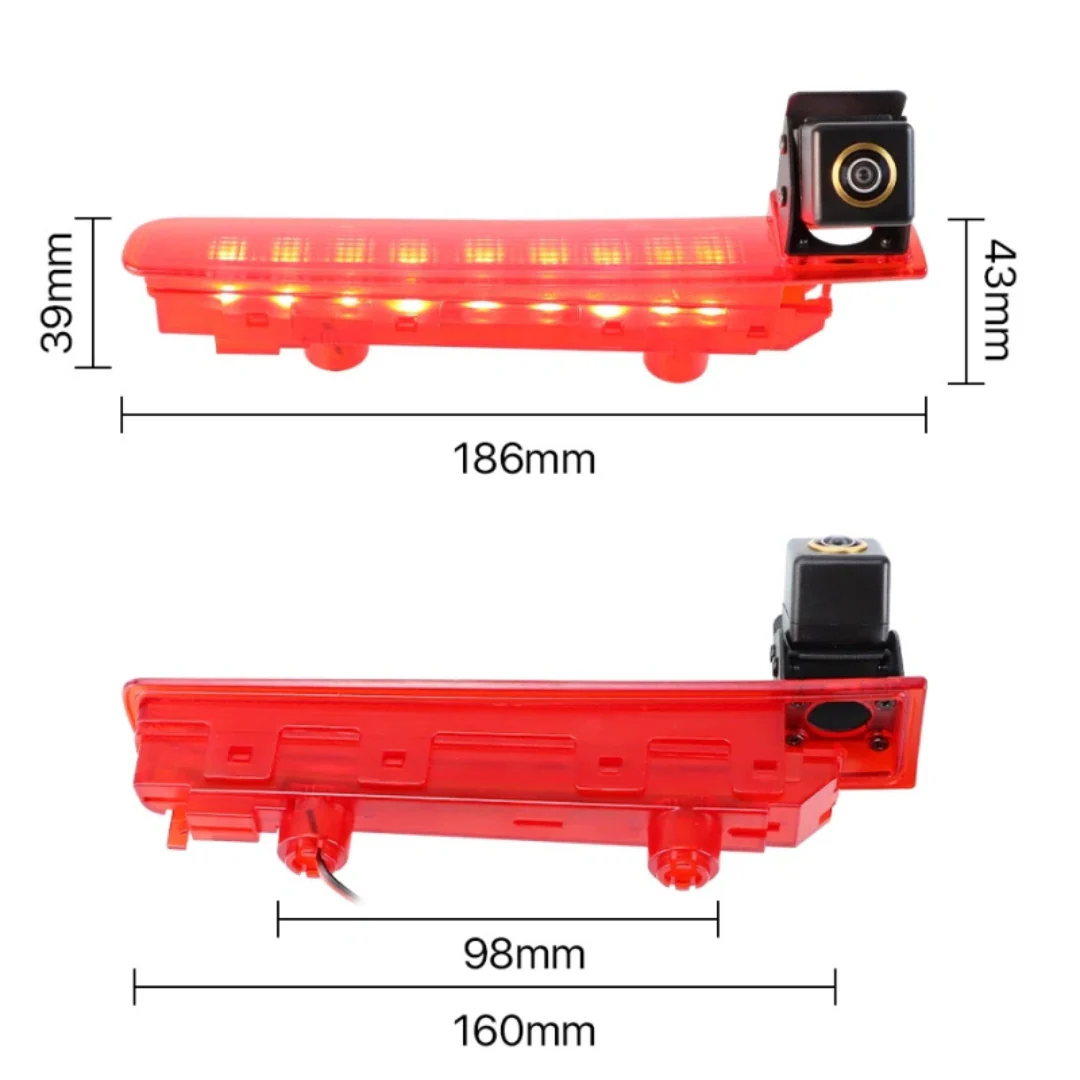VW Transporter T5 T6 Van 1080P 170° Fisheye Lens LED Brake Light Reverse Camera - Image 2